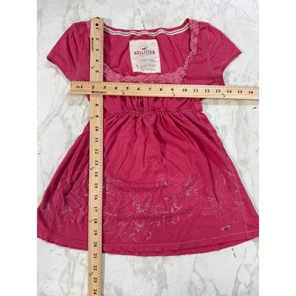 Hollister Babydoll Top Size S Pink Y2K Floral Fairycore Bella Swan - Picture 5 of 6